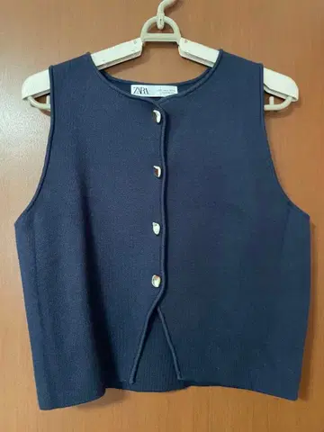 ZARA 네이비 버튼 니트 베스트 S 사이즈
