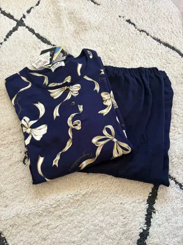 VIND 네이비 리본 무늬 셋업 M