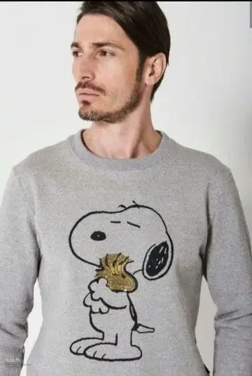 정가 71,500엔 1PIU1UGUALE3 CREW 스누피 그레이