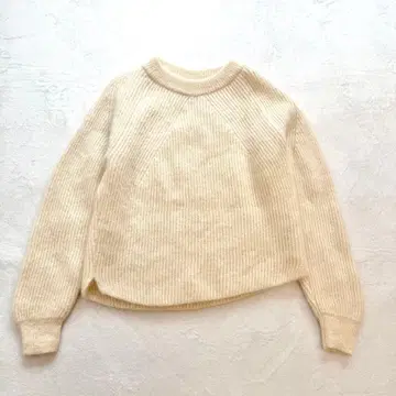 BATONER 모헤어 혼방 울 알파카 니트 베이지 일본제