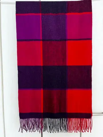 FURLA 훌라 워셔블 캐시미어 박스 체크 무늬 머플러 스톨