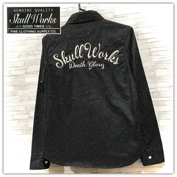 SKULL WORKS 스컬웍스 백 자수 도트 무늬 긴팔 셔츠 S