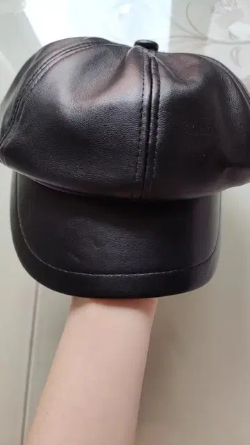 블랙 합성 피혁 워크캡