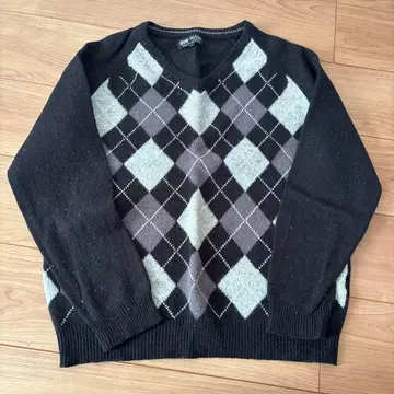 BEAMS HEART 아가일 무늬 니트 스웨터 L