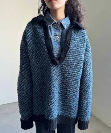 Ameri MIX FEATHER SKIPPER KNIT TOP