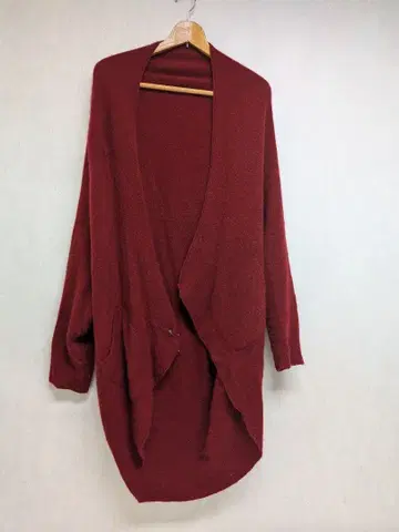 버건디 롱 가디건