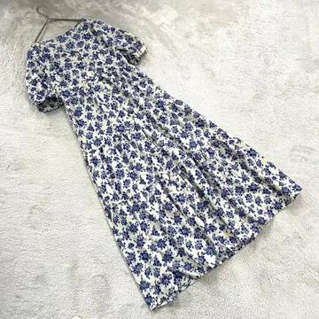 새상품급 [ 지유 ] ( S ) 꽃무늬 롱 원피스 블루 화이트