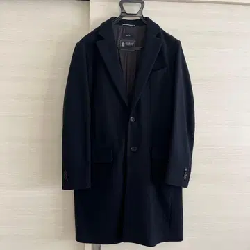 SHIPS 네이비 싱글 브레스 롱 코트