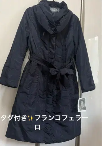 택 포함 프랑코 페라로 다운 코트 숄카라 A라인 벨티드