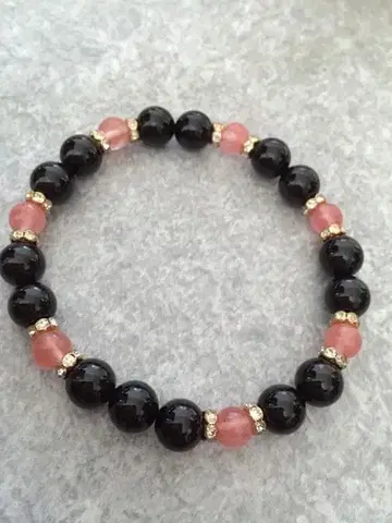 파워스톤 행복을 부르는 반짝이는 론델도 들어간 사이즈 8mm 팔찌