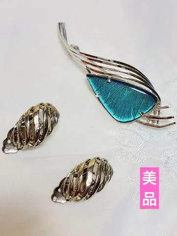 빈티지 모로포 나비 브로치 & 귀찌 2세트 새상품급 175