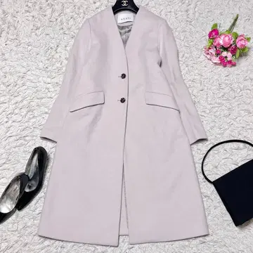 컨디션 최상 ANAYI 아나이 롱 코트 라이트 비버 컬러 코트 울