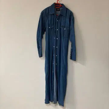 Wrangler 셔츠 원피스 데님 블루 프리 사이즈
