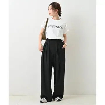 새상품급 슬로브 이에나 4턱 와이드 팬츠 블랙 36