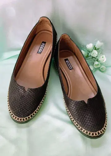 ECCO 블랙 플랫슈즈 에스파드리유 스타일