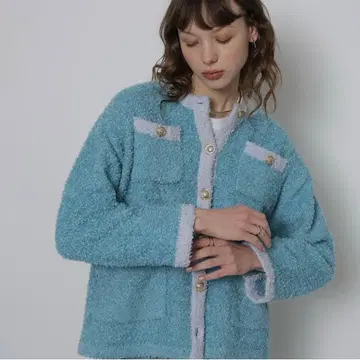 새상품 CADUNE 카듀네 아오야마점 한정판 트위드 니트 자켓