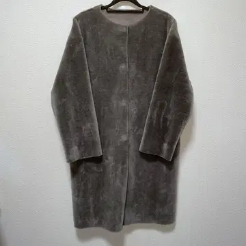 여성용 SIMPLICITE 새상품급 그레이 무스탕풍 코트 루즈한 사이즈