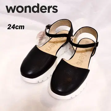 새상품 wonders 원더스 스트랩 샌들 24cm 블랙