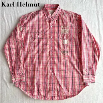 Karl Helmut 칼 헬무트 BD 체크 셔츠 L 와펜 빨간색