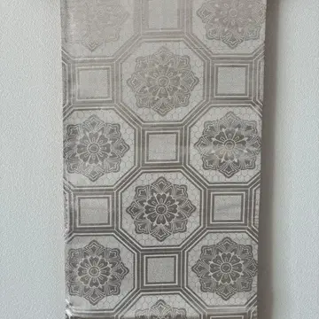 고급 후쿠로 오비 실버 팔각형 꽃 무늬