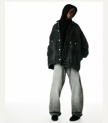 데님 자켓과 와이드 팬츠 세트