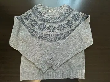 미사용 Samansa Mos2 눈꽃 패턴 자카드 니트 풀오버