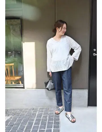 OURHOME 시원하게 입는 데님 테이퍼드 팬츠