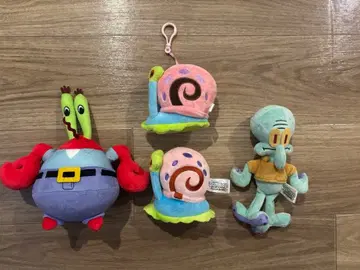 스펀지밥 봉제 인형 키체인 4개 세트