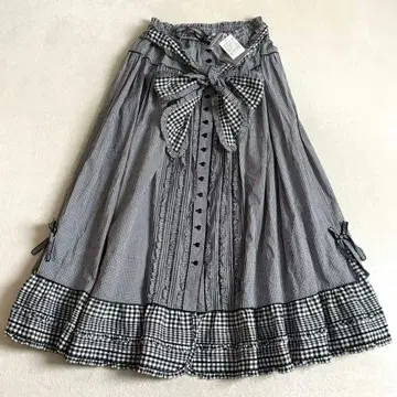 [택 포함 새상품] PINK HOUSE 스커트 피코프릴 깅엄 리본