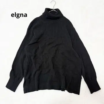 elgna 터틀넥 니트 스웨터 심플 루즈핏 38 블랙