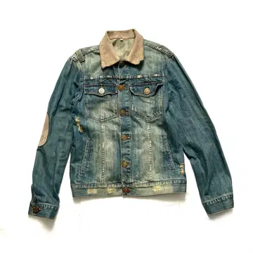 TAKE TWO 00s 데님 자켓 y2k 옷깃 엘르 가죽 archive