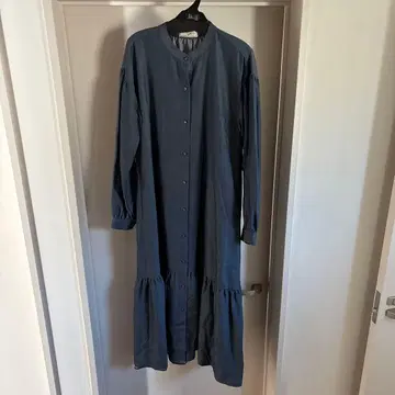 새상품 노엘라 인디고 셔츠 원피스 프릴 밑단