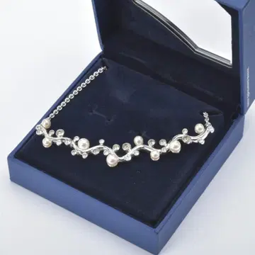 새상품급 스와로브스키 목걸이 실버 펄 큐빅 크리스탈