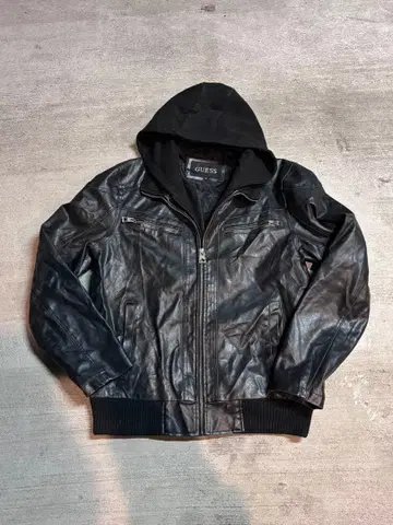 GUESS hooded leather jacket