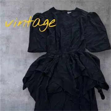 유럽 빈티지 블랙 프릴 티셔츠 원피스