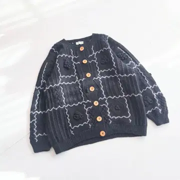 빈티지 디자인 니트 가디건 블랙 케이블 짜임 P13
