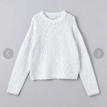 유나이티드 애로우즈 컬러 믹스 크루넥 풀오버 화이트 코튼