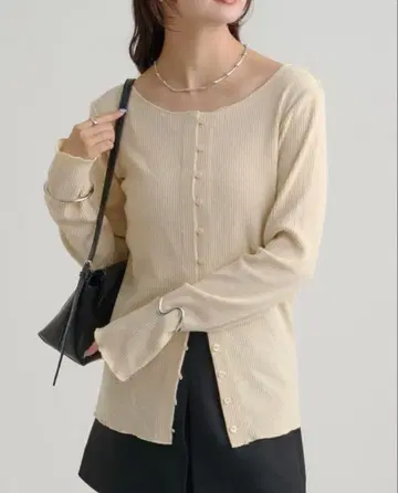 기모 리브 버튼 가디건