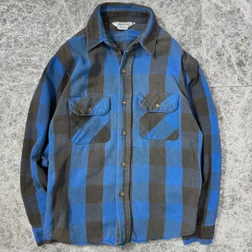 70-80s 파이브 브라더 USA제 플란넬 셔츠 파랑/블랙 뱀 플란넬 L