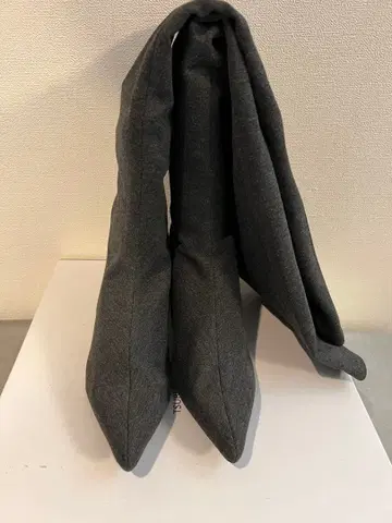 TSURU 그레이 스트레치 니하이 부츠