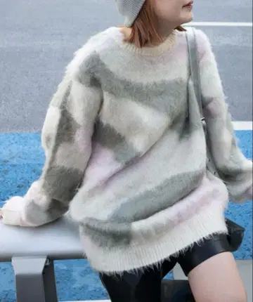 WEGO 니트 스웨터 마블 샤기 니트 풀오버