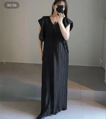 yui님 콜라보 전후 2way 플리츠 원피스 [E3469] 블랙