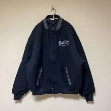 유니온 라인 USA제 바시티 자켓 멜톤 가죽 블랙 어워드