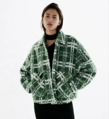 ZARA 체크 보아 자켓