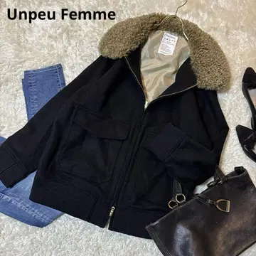 Unpeu Femme 앰프 팜 보아 포함 자켓 울 블랙 블랙