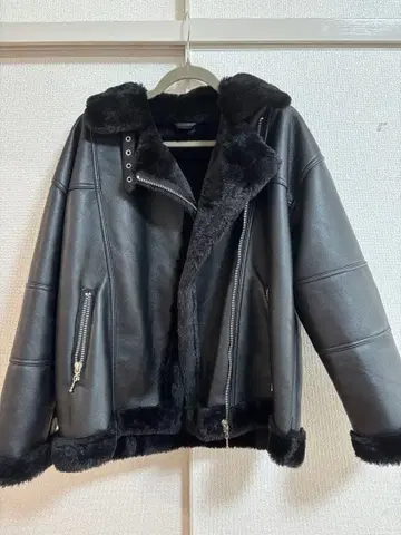 jouetie 에코 무스탕 라이더 재킷