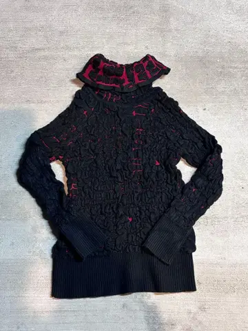 러플 하이넥 니트 스웨터 y2k