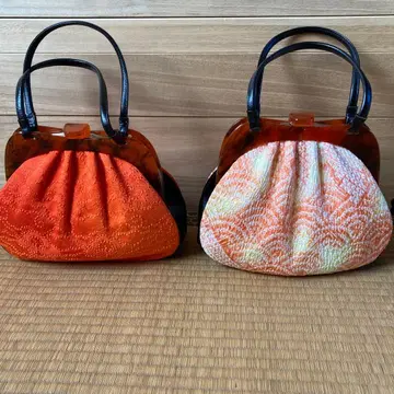 주름 오렌지색 일본 의류용 백 2세트