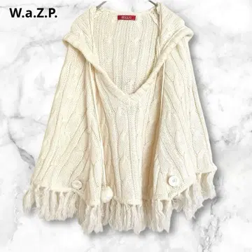 아이보리 케이블 니트 판초 M 아크릴 100% 심플 귀여운
