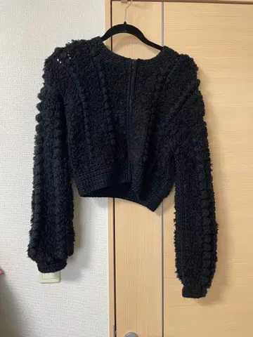 보아풍 니트 크롭 긴팔 가디건 아우터